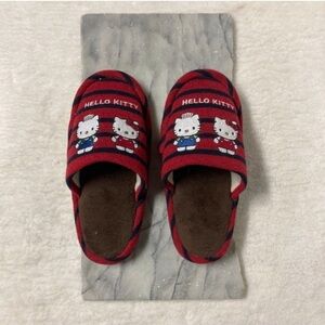 Hello Kitty Slippers Size 7.5-8 Embroidered Red Striped